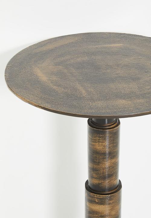 Sixth Floor - Mirage totem Side Table-Brass Antique