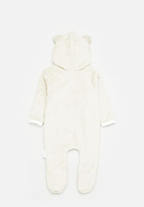 Little Lumps - Fleece zip babygrow - beige