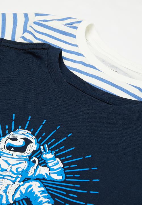 Pop Candy - 2 Pack graphic tee - navy stripe