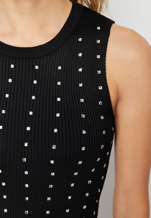 Trendyol - Black stone detailed crew neck knit blouse - schwarz