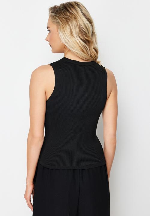 Trendyol - Black stone detailed crew neck knit blouse - schwarz