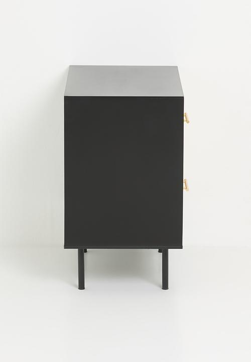 Sixth Floor - Adani oak veneer bedside table- Black & Natural