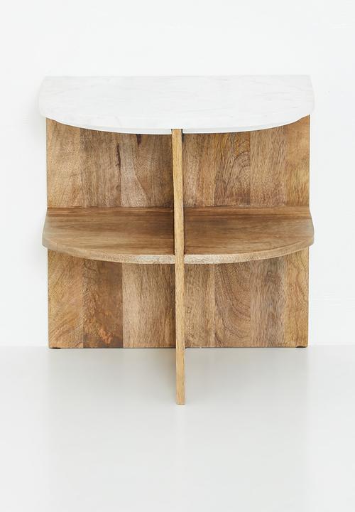 Sixth Floor - Pahedra marble & wood  Bedside Table - Natural