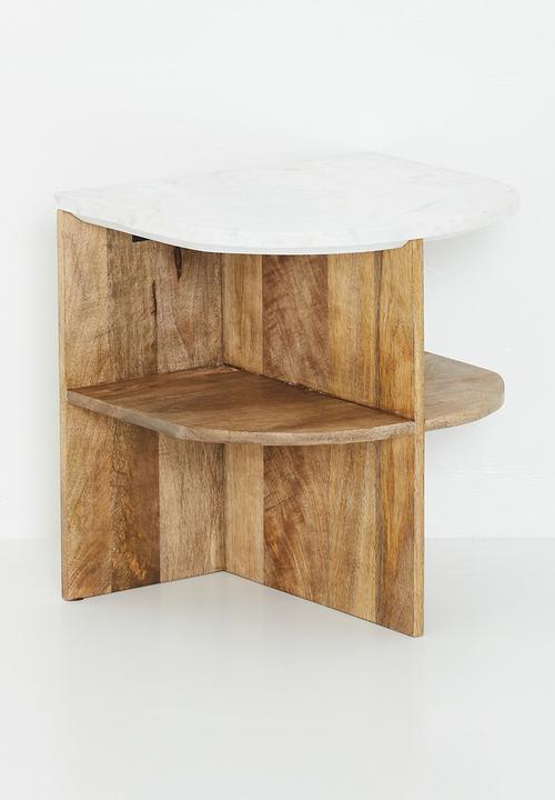 Sixth Floor - Pahedra marble & wood  Bedside Table - Natural