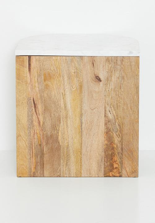 Sixth Floor - Pahedra marble & wood  Bedside Table - Natural