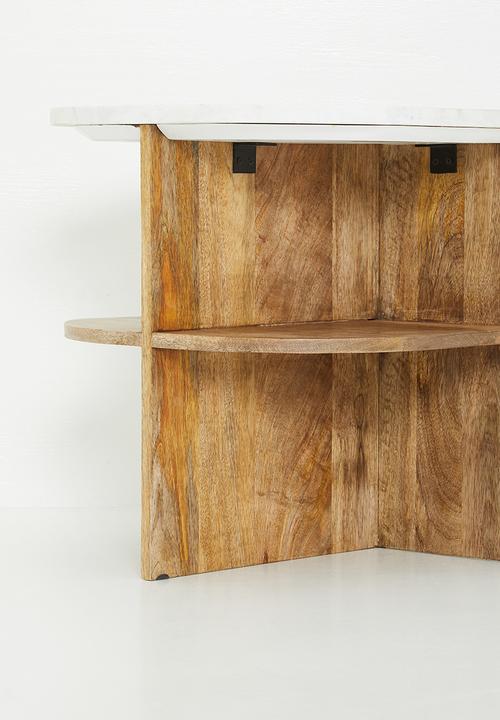 Sixth Floor - Pahedra marble & wood  Bedside Table - Natural