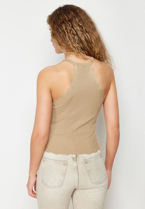 Trendyol - Mink halter neck knit blouse - mink