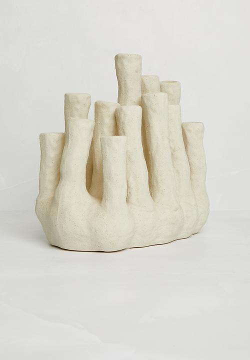 Sixth Floor - Multi Stem Ceramic vase -ecru