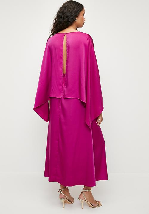 MILLA - Satin cape midi dress - baton rouge