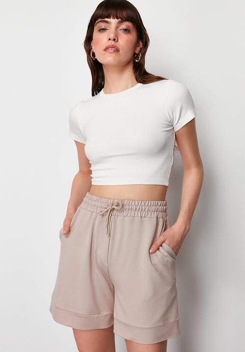 Trendyol - Mink soft touch pocket knit shorts - mink