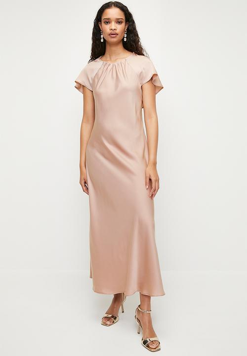 MILLA - Flutter sleeve midi dress - rose taupe