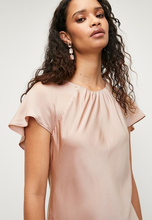 MILLA - Flutter sleeve midi dress - rose taupe