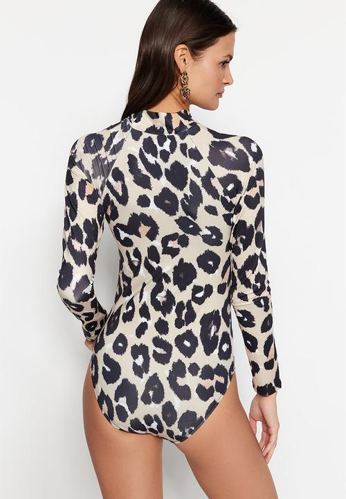 Trendyol - Swimmer zippered long sleeve swimsuit - multicolored