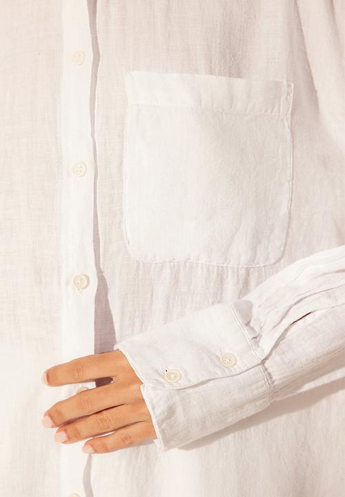 Trendyol - Linen oversize shirt - white