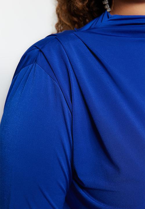 Trendyol - Plus with padded knitted knitted blouse - sax