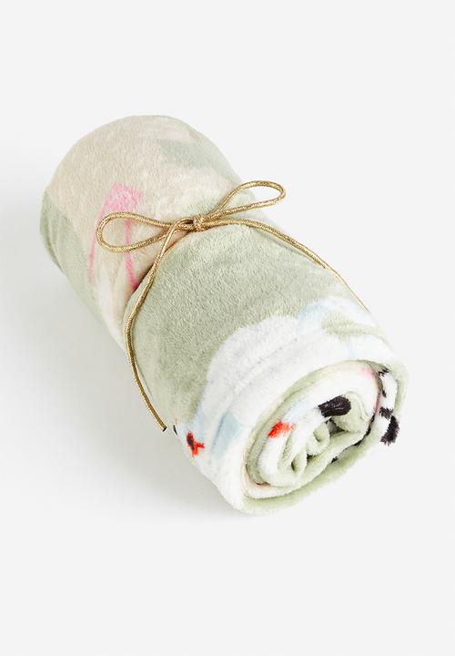 H&M - Patterned fleece blanket - Light green Dogs