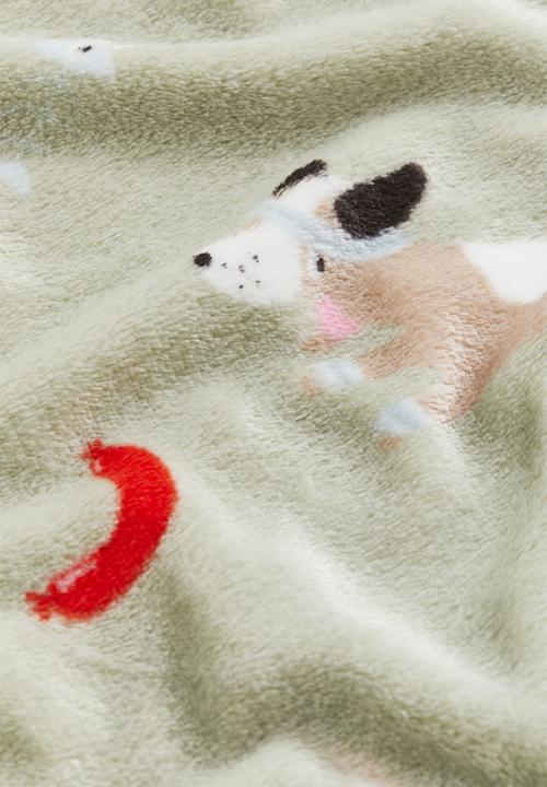 H&M - Patterned fleece blanket - Light green Dogs