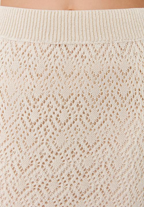 Trendyol - Stone midi lined openwork knit skirt - stone