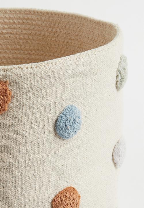 H&M - Cotton storage basket - Light beige Spotted
