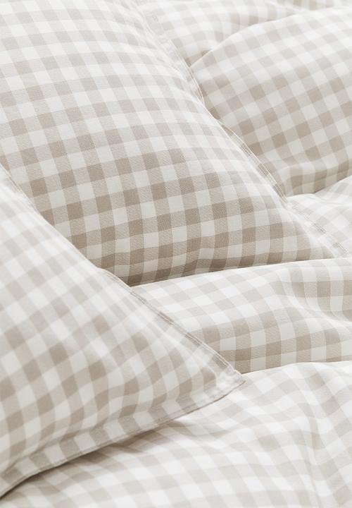 H&M - Patterned double/king size duvet cover set - Light mole Gingham