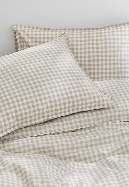 H&M - Patterned double/king size duvet cover set - Light mole Gingham