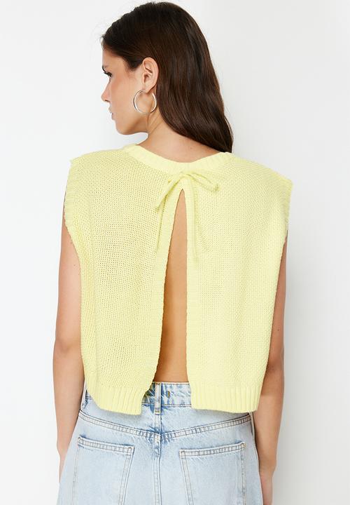 Trendyol - Tie back detail knit blouse - yellow