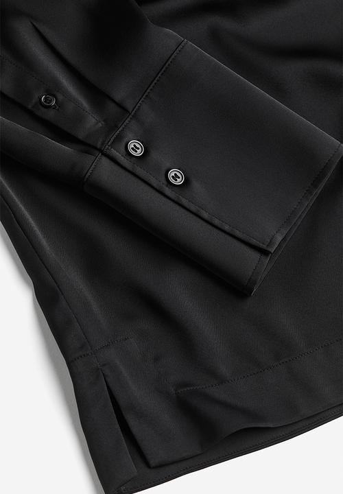 H&M - Tie-detail satin dress - black