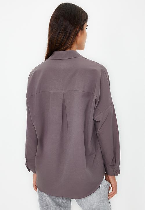 Trendyol - Metallic print knitted blouse - anthracite