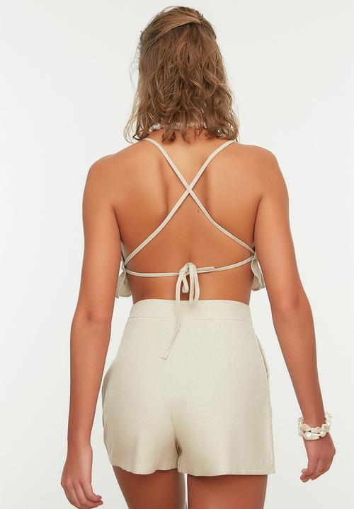 Trendyol - Woven linen blend bermuda - beige