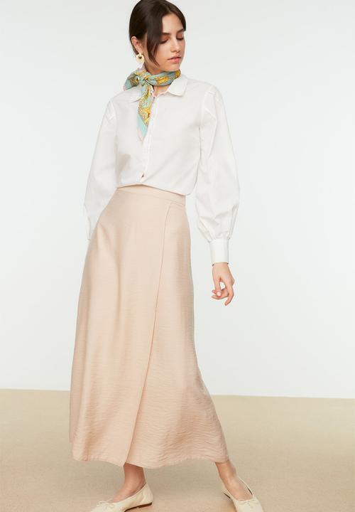 Trendyol - Beige tie detailed woven skirt - beige