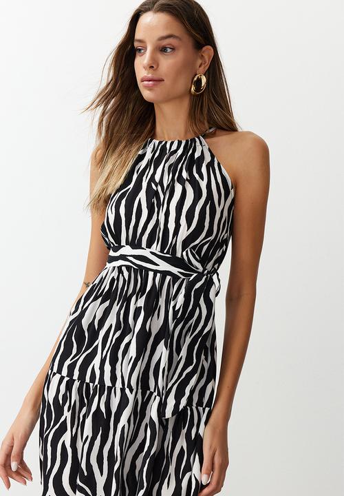 Trendyol - Black Animal Halter Neck Top - Schwarz