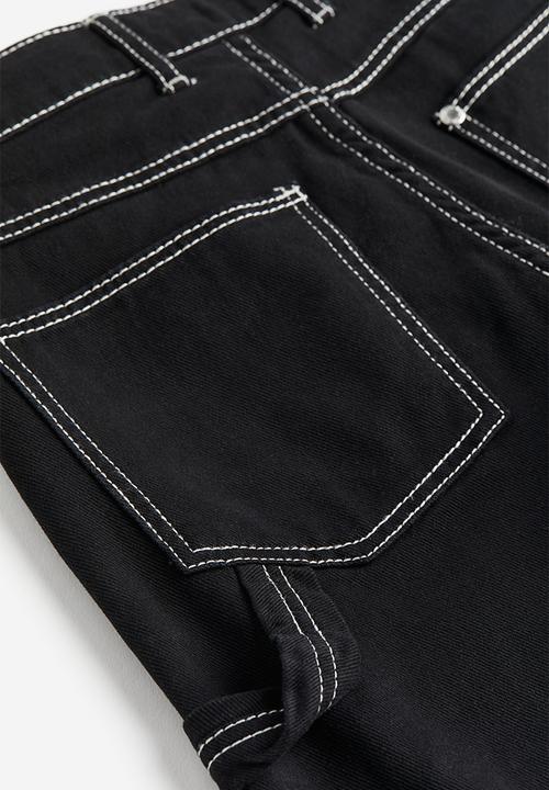 H&M - Baggy fit carpenter jeans - black