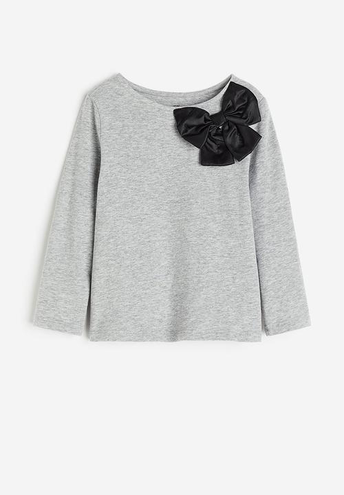 H&M - Appliquéd jersey top - grey
