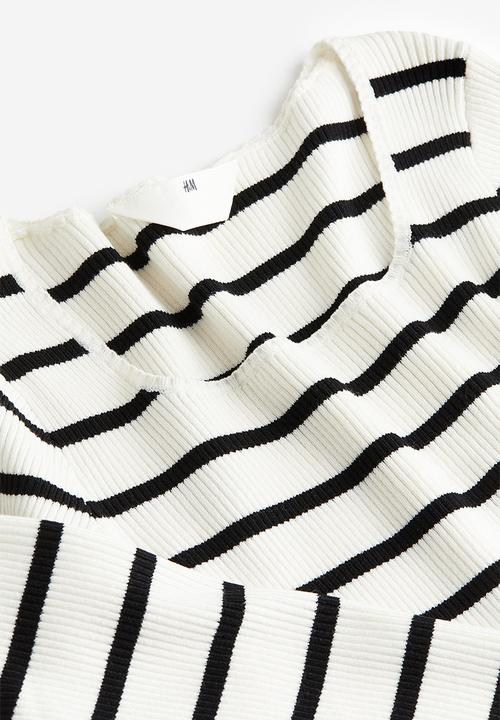 H&M - Rib-knit jumper - white & stripe 