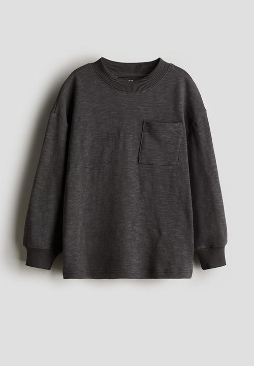 H&M - Long-sleeved slub jersey t-shirt - grey