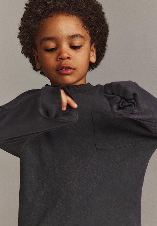 H&M - Long-sleeved slub jersey t-shirt - grey
