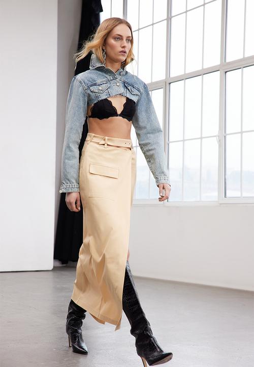Trendyol - Limited edition stone cut out midi woven skirt - stone