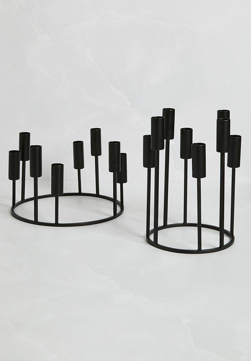 Sixth Floor - Candle Holder Set of 2 - Black