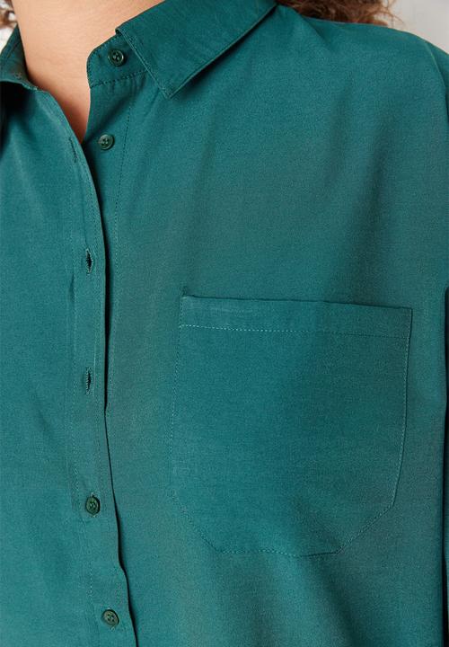 Trendyol - Plus boyfriend woven shirt - dark green