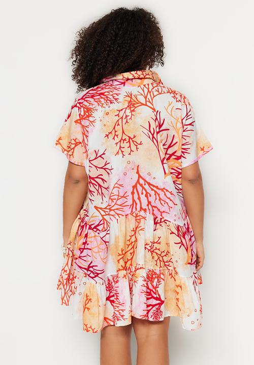 Trendyol - Plus patterned voile beach dress - orange