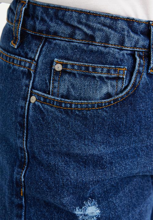 Trendyol - Plus dark blue high waist jeans - dark blue