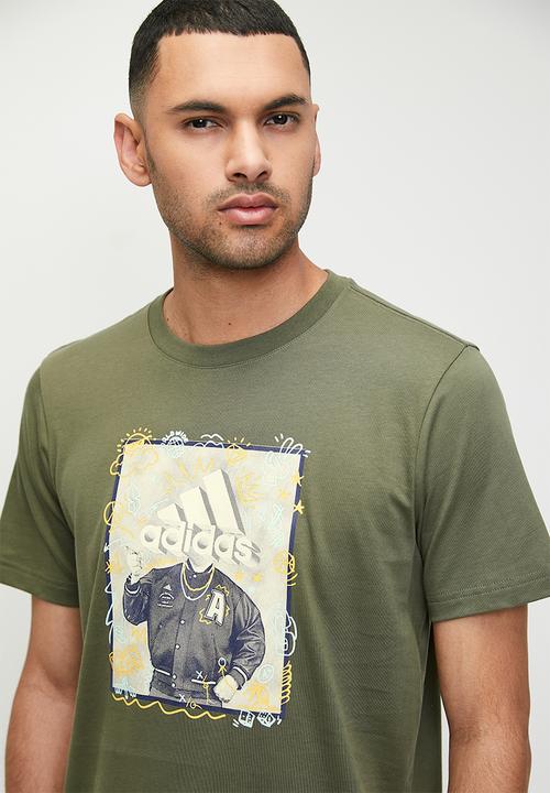 adidas Performance - Doodle tee  - olive strata