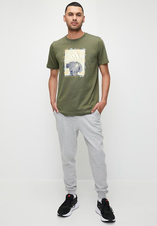 adidas Performance - Doodle tee  - olive strata