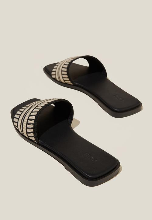 Cotton On - Sicily single vamp - black & ecru woven