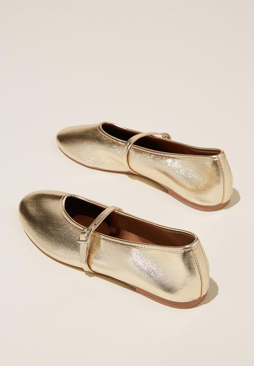 Cotton On - Amy fine mary jane ballet - gold textured