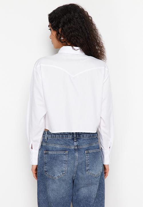 Trendyol - Big pocket oversize woven shirt - ecru