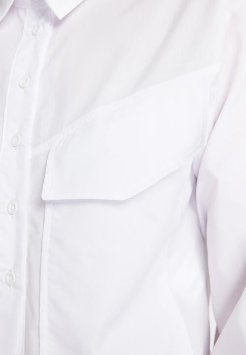 Trendyol - Big pocket oversize woven shirt - ecru