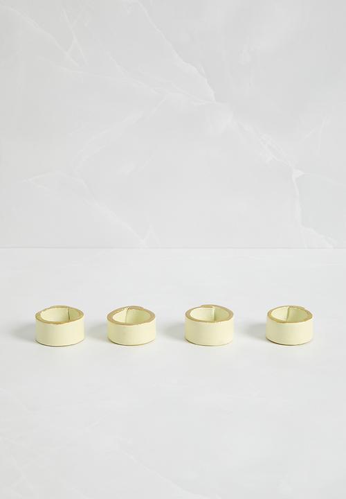 Sixth Floor - Glazed Napkin Rings Set Of 4 - Ivory