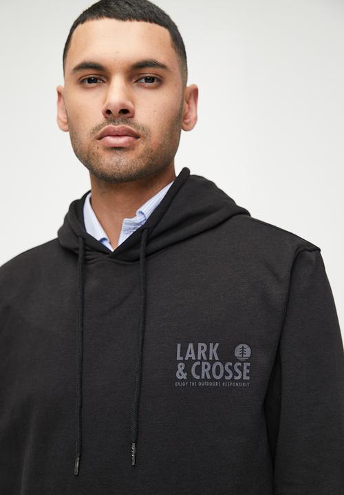 Lark & Crosse - L&C Printed Hoodie Neck Top - Black