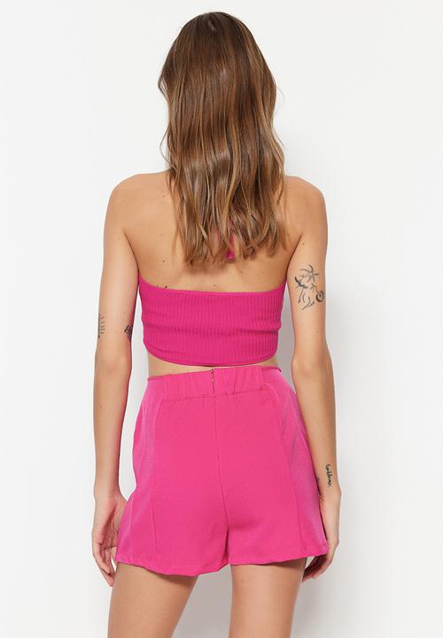Trendyol - Double slit mini shorts - fuchsia